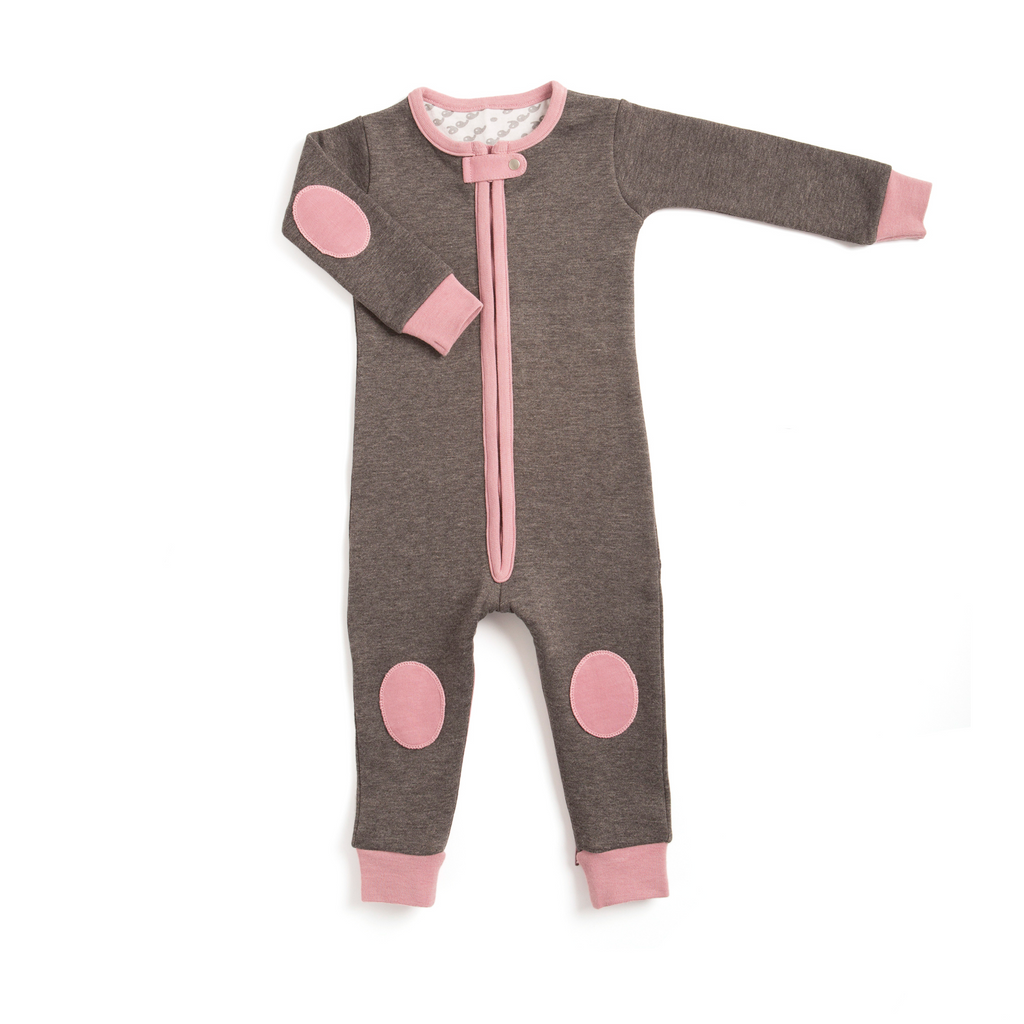 baby dee dee sleepsie velours - dusty rose brown and pink pajamas