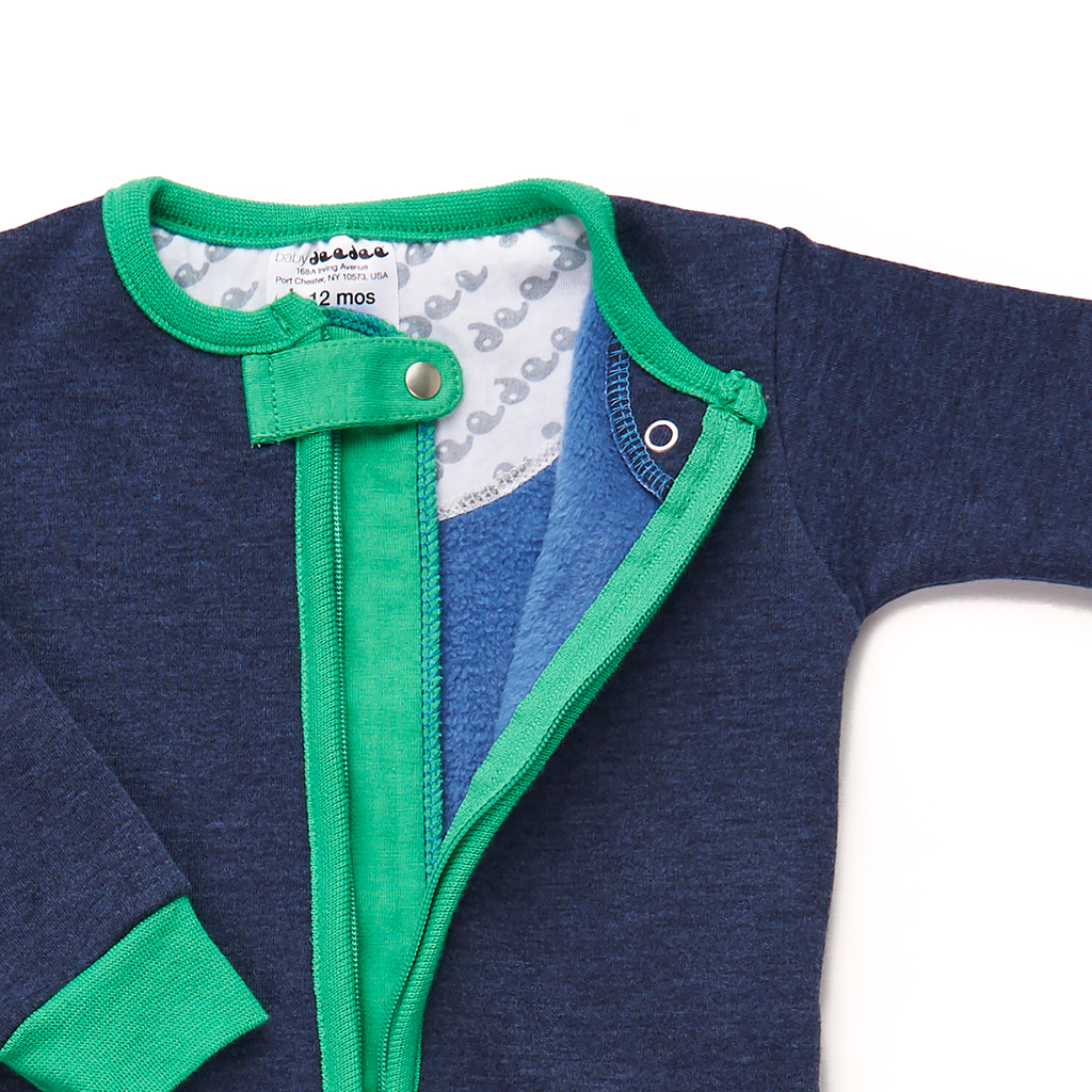 baby dee dee sleepsie velours - sweetpea pajamas (pink and dark purple) - zipper