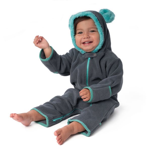 baby deedee fleece baby bunting teal
