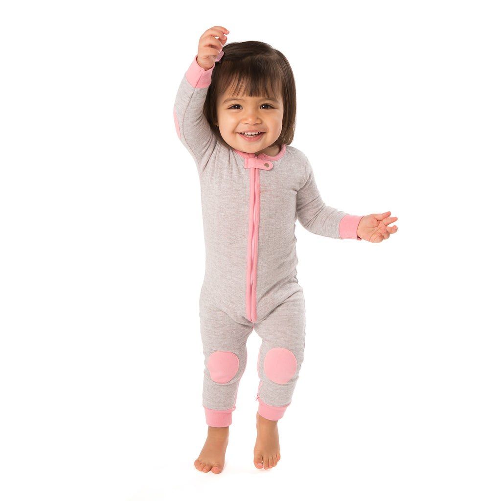 baby deedee sleepsie long sleeve gray bubblegum pajamas