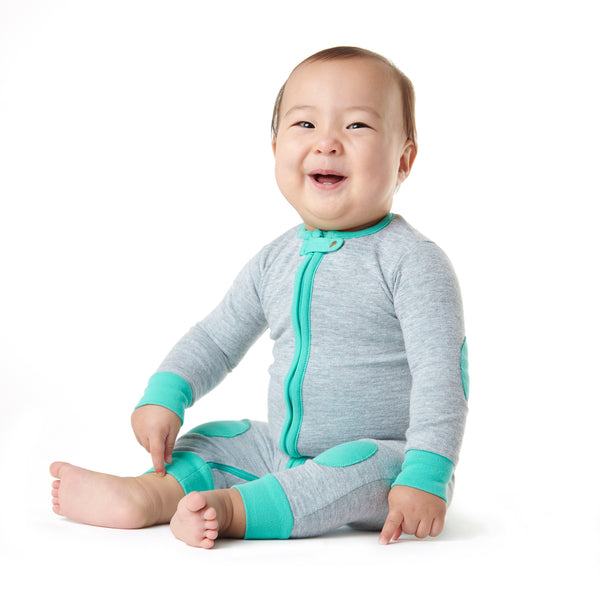 baby deedee sleepsie long sleeve heather gray teal