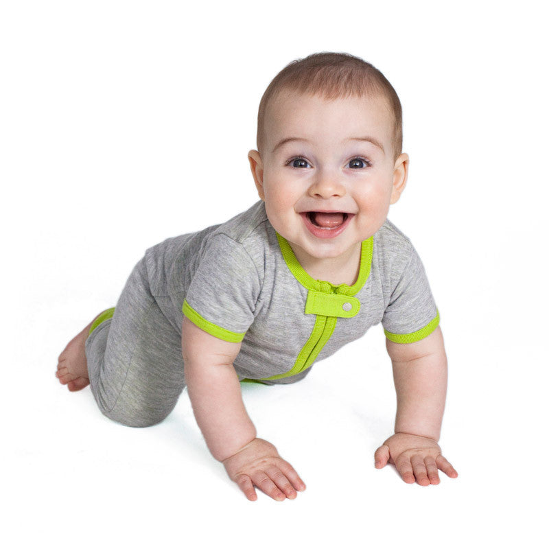 baby deedee short sleeve sleepsie gray green