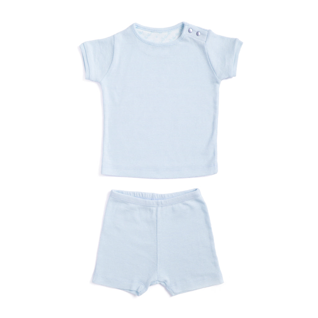 baby deedee blue stripes short sleeve 2-piece playsuit set