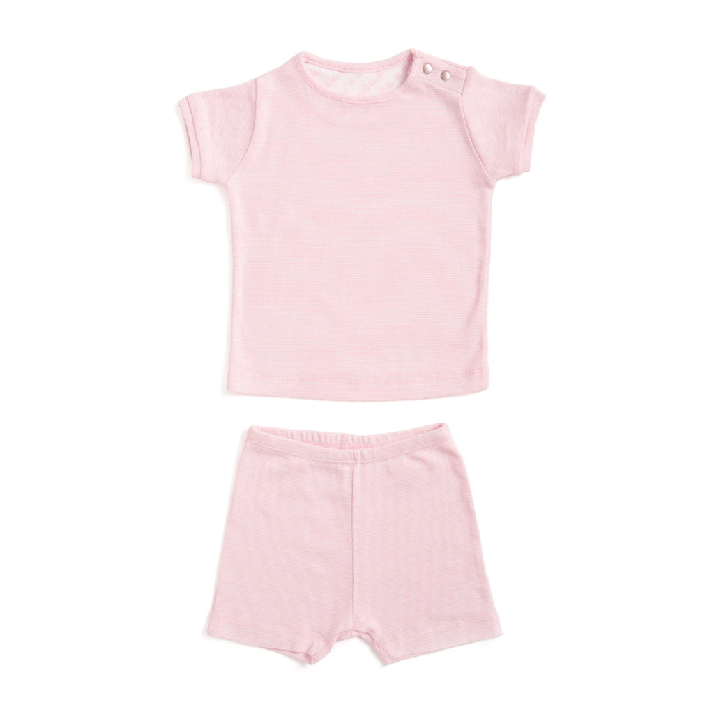 baby deedee pink stripe short sleeve 2-piece playsuit set