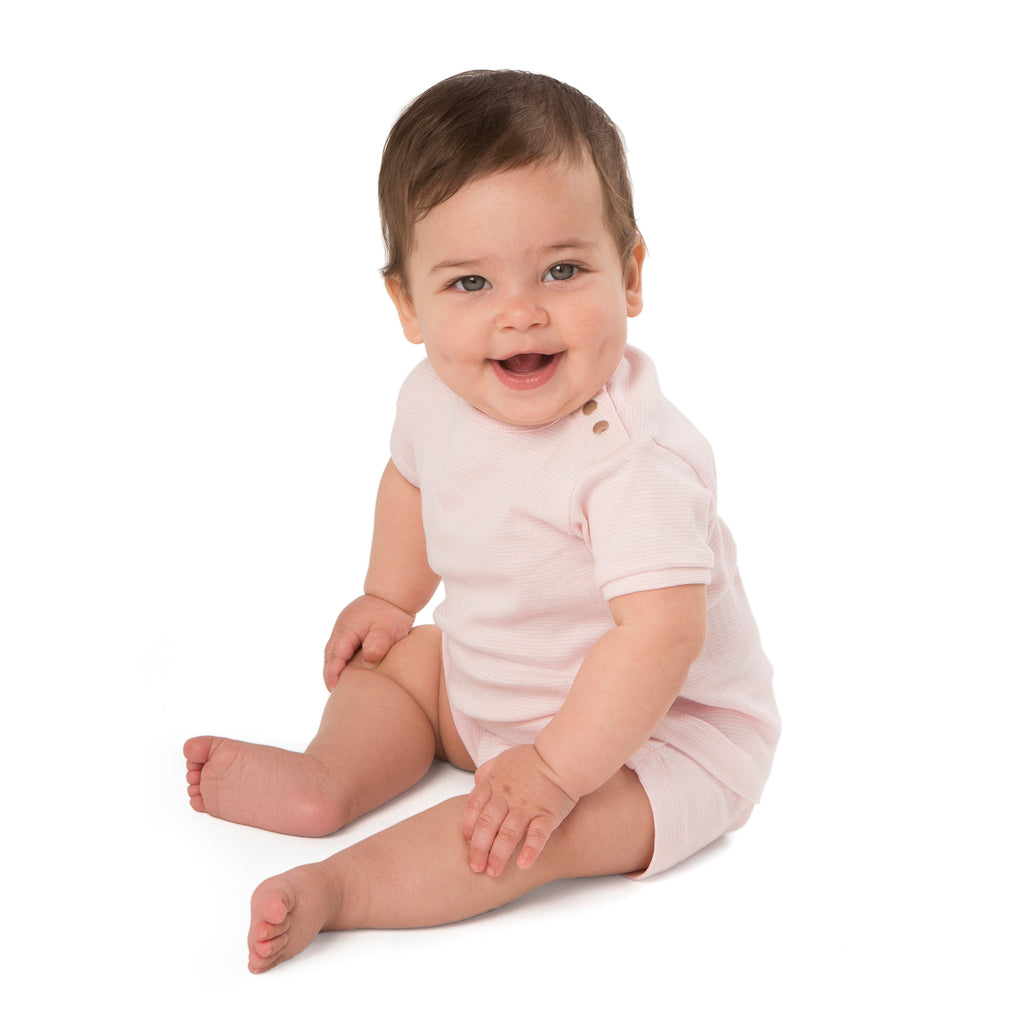 baby deedee pink stripes short sleeve 2-piece playsuit set