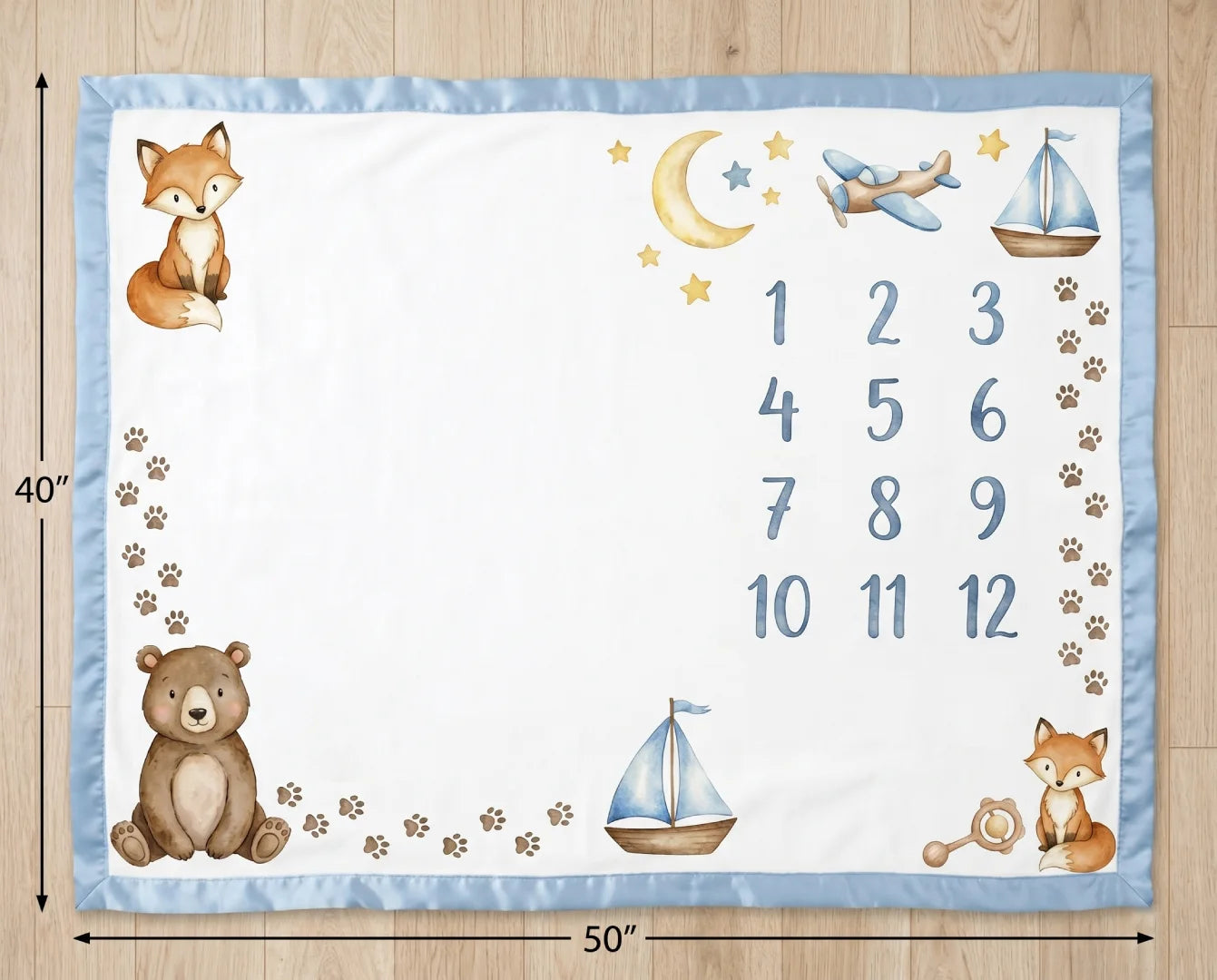 Monthly Baby Boy Milestone Blanket