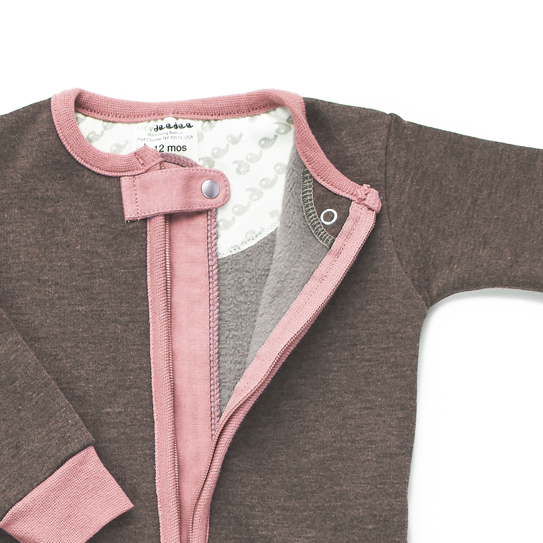 baby dee dee sleepsie velours - dusty rose brown and pink pajamas zippers