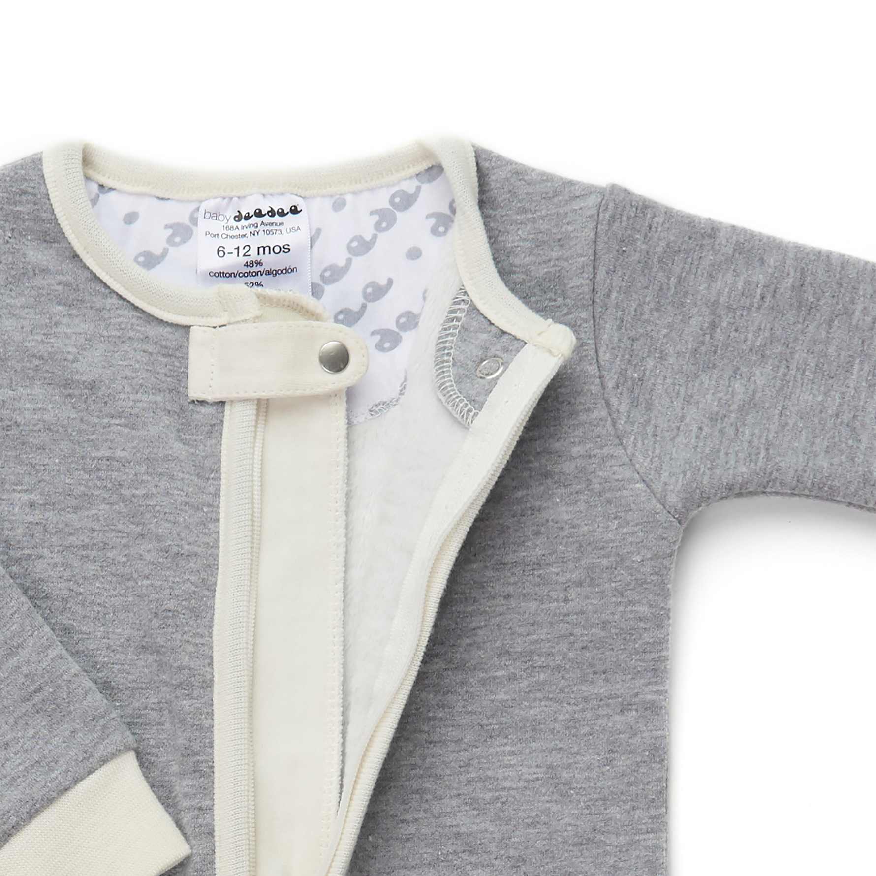 baby dee dee sleepsie velours - dreamcatcher pajamas (grey and white) - zipper