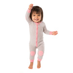 baby deedee sleepsie long sleeve gray bubblegum pajamas