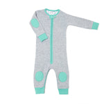 baby deedee sleepsie long sleeve heather gray teal