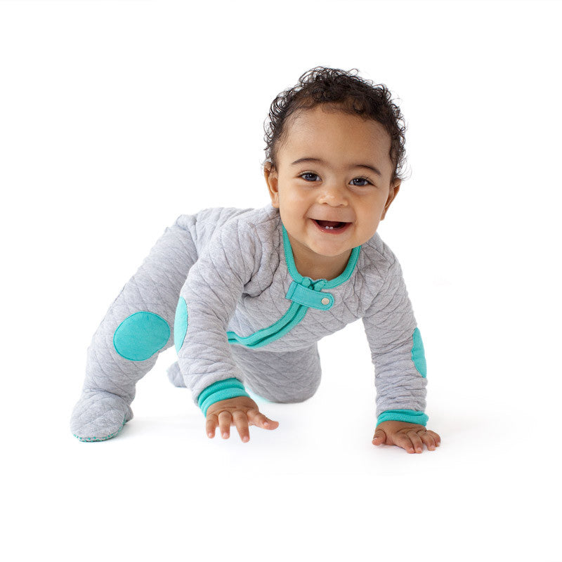 baby deedee long sleeve sleepsie teal gray