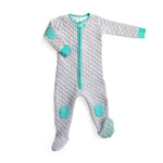baby deedee sleepsie quilted gray and teal