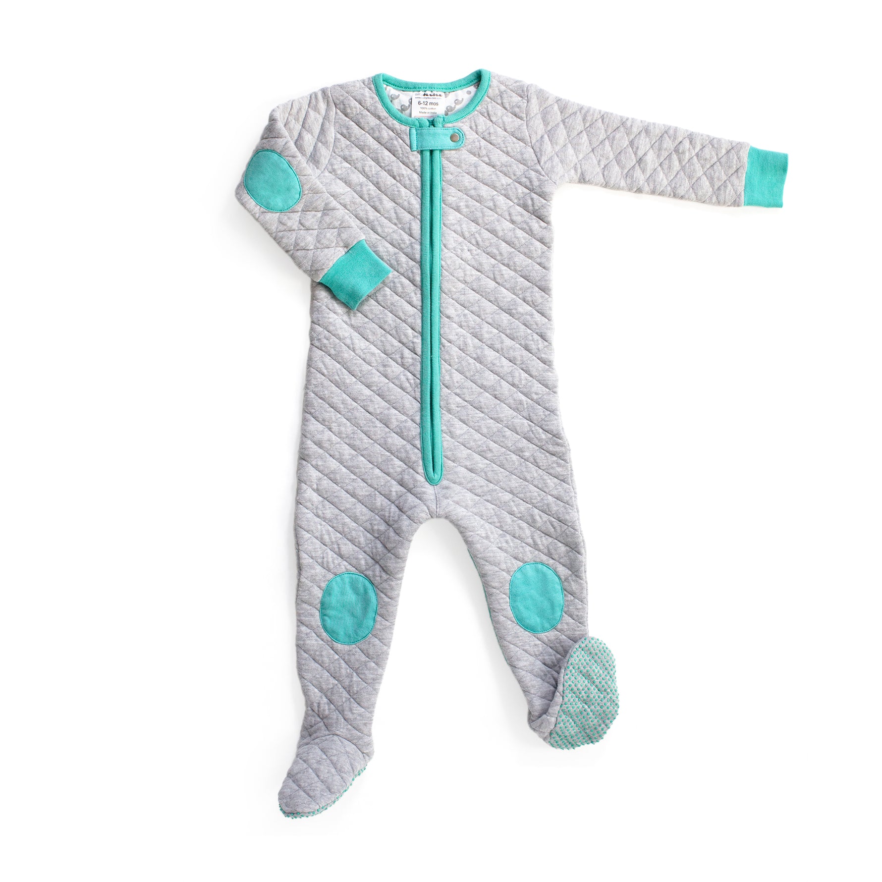 baby deedee sleepsie quilted gray and teal