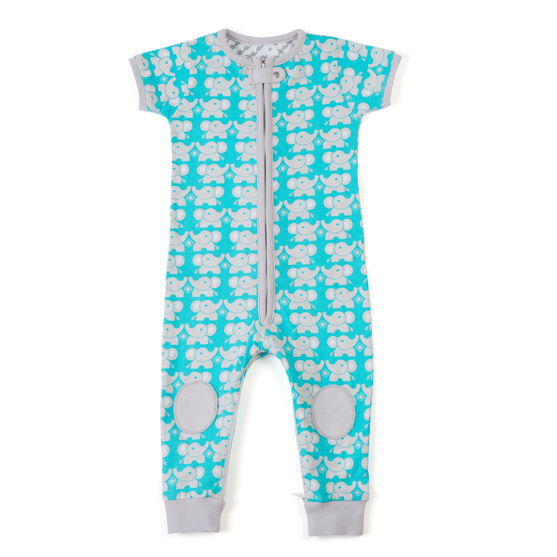 baby deedee sleepsie short sleeve teal elephants