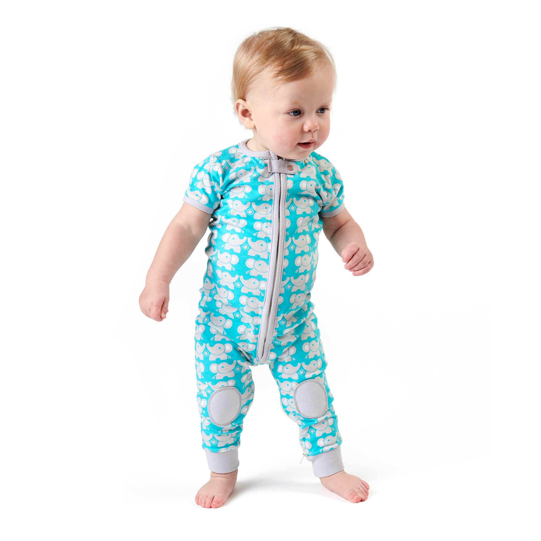baby deedee sleepsie short sleeve teal elephants