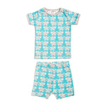 baby deedee teal elephants short sleeve 2-piece playsuit set 